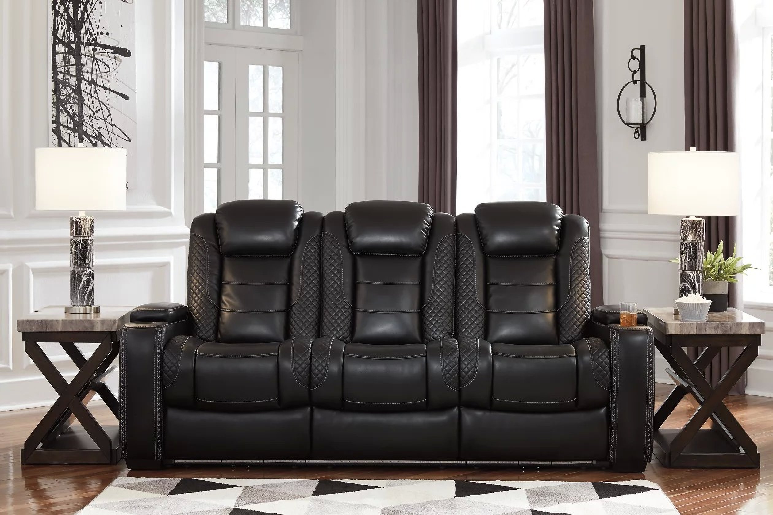 Ashley Party Time Reclining Power Sofa Midnight