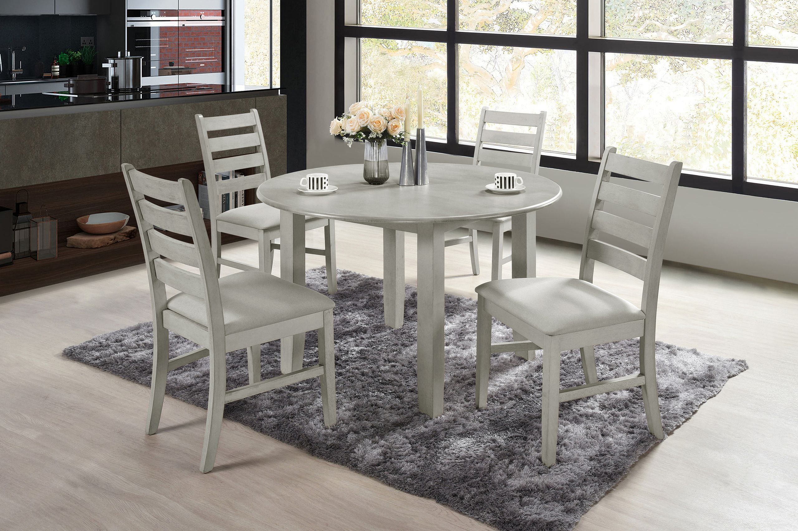 The appearance of Pascal 47 Inch Dining Room Set In Driftwood designed by New Classic in the transitional interior design. This driftwood piece of furniture was selected by 1StopBedrooms from Pascal Collection to add a touch of cosiness and style into your home. Sku: D1652-11;D1652-22;D1652-22. Table Base Style: Legs. Material: Wood. Size: 47".