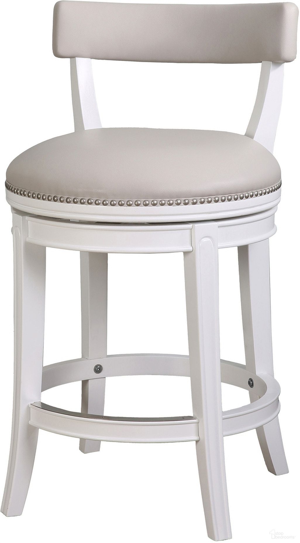 The appearance of Pasha 26 Inch Counter-Height Barstool with Faux Leather Seat and Back In White and Gray designed by New Ridge Home Goods in the transitional interior design. This white/gray piece of furniture was selected by 1StopBedrooms from Pasha Collection to add a touch of cosiness and style into your home. Sku: NR111702-PCS-AW. Material: PVC.