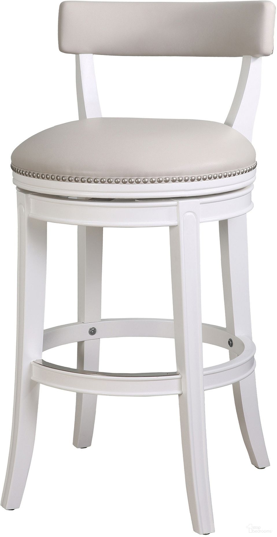 The appearance of Pasha 31 Inch Barstool with Faux Leather Seat and Back In White and Gray designed by New Ridge Home Goods in the transitional interior design. This white/gray piece of furniture was selected by 1StopBedrooms from Pasha Collection to add a touch of cosiness and style into your home. Sku: NR111701-PBS-AW. Material: PVC.