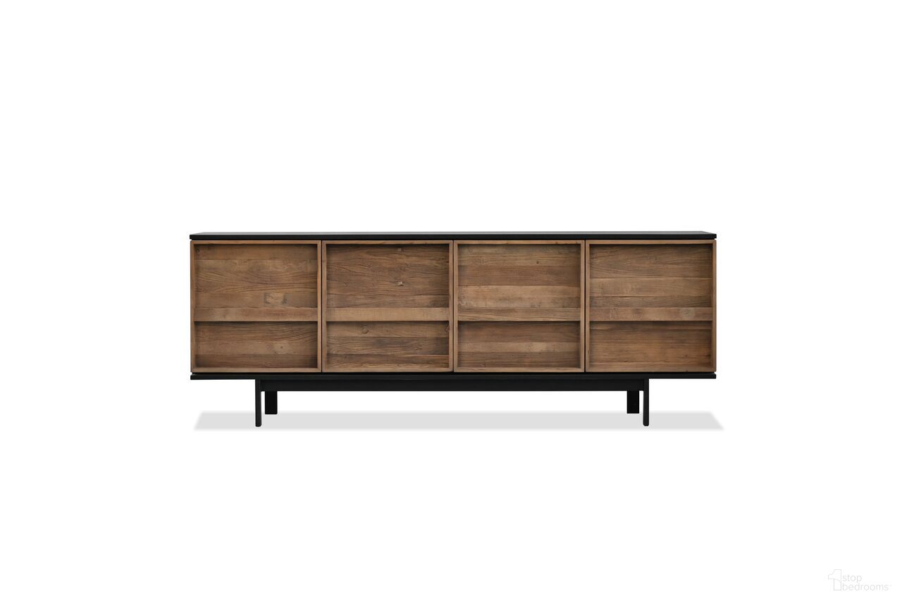 The appearance of Passage Sideboard In Matte Black designed by Mobital in the modern / contemporary interior design. This matte black piece of furniture  was selected by 1StopBedrooms from Passage Collection to add a touch of cosiness and style into your home. Sku: DBU-PASS-MBLA-. Material: Reclaimed Elm.