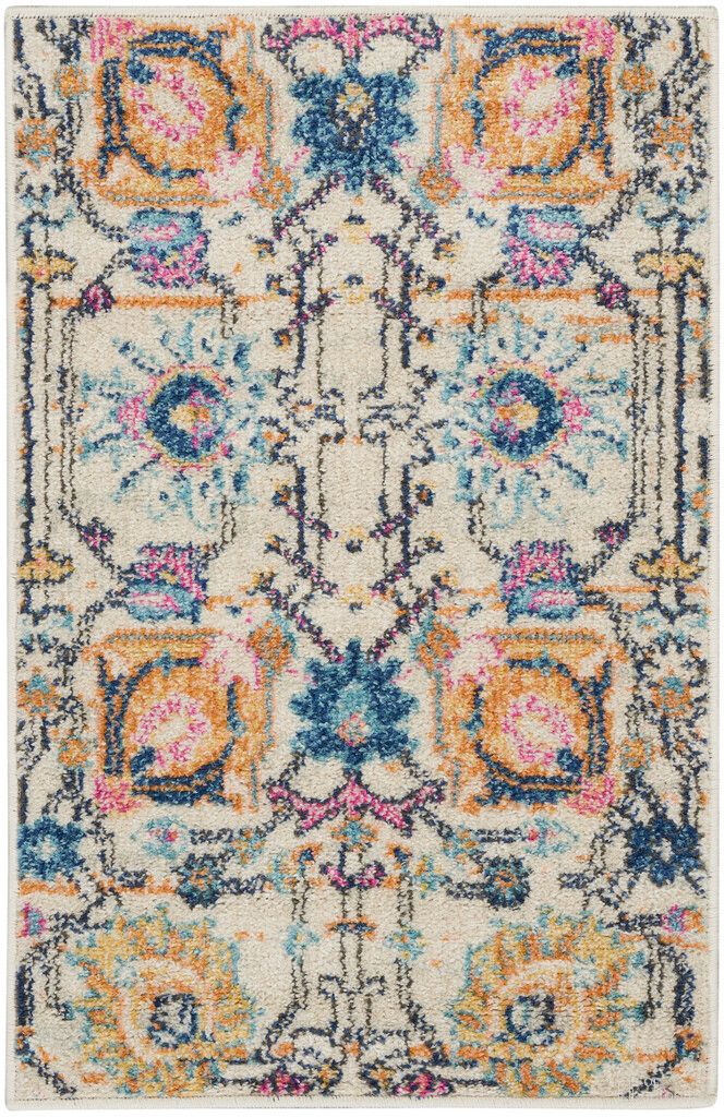 The appearance of Passion 1'10" x 2'10" Indoor Rug In Ivory Multi designed by Nourison in the bohemian interior design. This ivory multi piece of furniture  was selected by 1StopBedrooms from Passion Collection to add a touch of cosiness and style into your home. Sku: 99446272072. Material: Polypropylene.