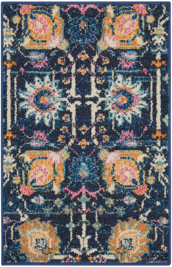 The appearance of Passion 1'10" x 2'10" Indoor Rug In Navy designed by Nourison in the bohemian interior design. This navy piece of furniture was selected by 1StopBedrooms from Passion Collection to add a touch of cosiness and style into your home. Sku: 99446272089. Material: Polypropylene.