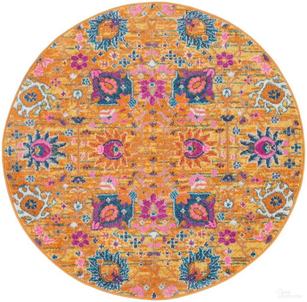 Passion 4' x 4' Round Indoor Rug In Sunburst