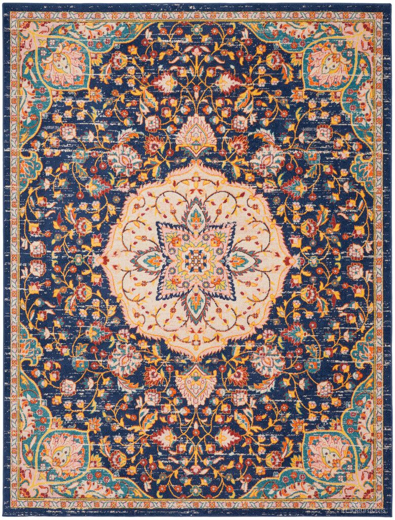 The appearance of Passion 8' x 10' Indoor Rug In Navy Multi designed by Nourison in the transitional interior design. This navy multi piece of furniture was selected by 1StopBedrooms from Passion Collection to add a touch of cosiness and style into your home. Sku: 99446018823. Material: Polypropylene.