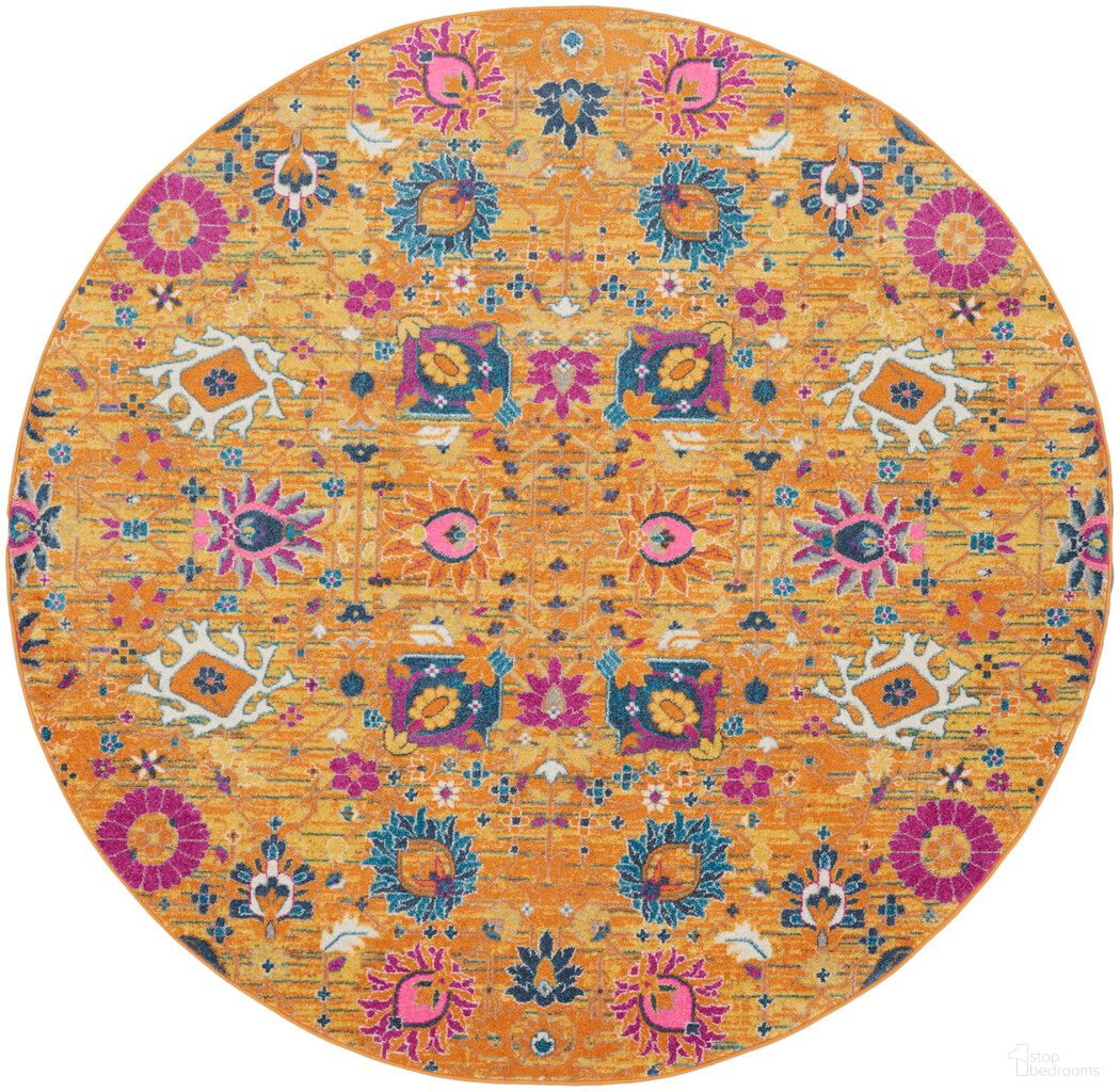 The appearance of Passion 8' x 8' Round Indoor Rug In Sunburst designed by Nourison in the bohemian interior design. This sunburst piece of furniture was selected by 1StopBedrooms from Passion Collection to add a touch of cosiness and style into your home. Sku: 99446014016. Material: Polypropylene.