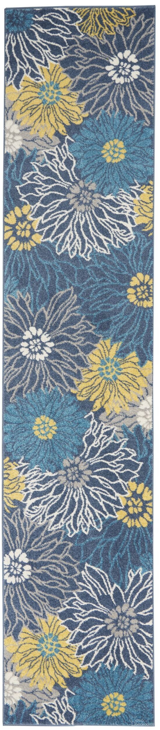 The appearance of Passion Blue 2'2" x 10' Runner Area Rug designed by Nourison in the modern / contemporary interior design. This blue piece of furniture was selected by 1StopBedrooms from Passion Collection to add a touch of cosiness and style into your home. Sku: 99446722232. Material: Polypropylene.