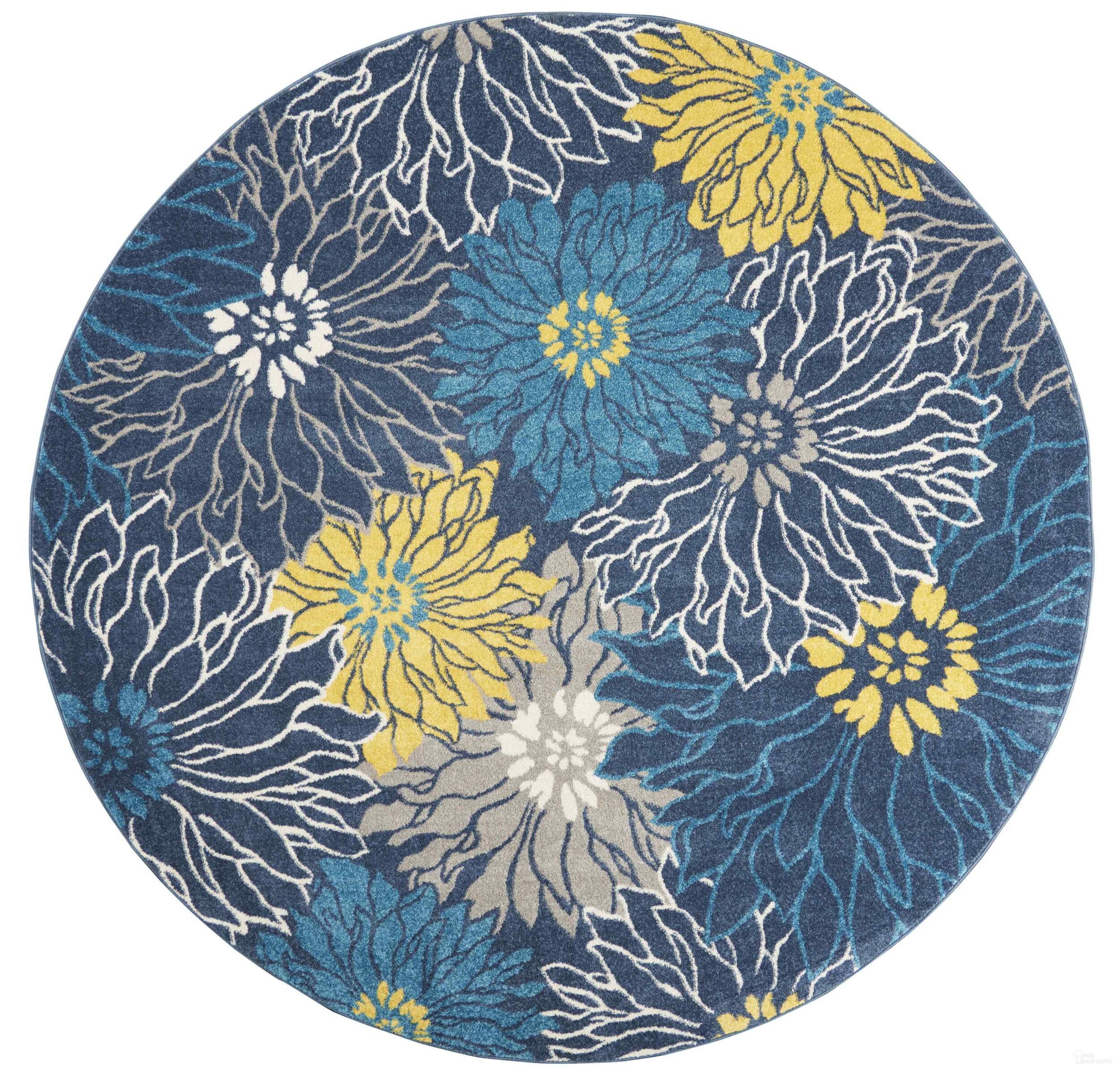 The appearance of Passion Blue 8' x 8' Round Contemporary Area Rug designed by Nourison in the modern / contemporary interior design. This blue piece of furniture  was selected by 1StopBedrooms from Passion Collection to add a touch of cosiness and style into your home. Sku: 99446720368. Material: Polypropylene.