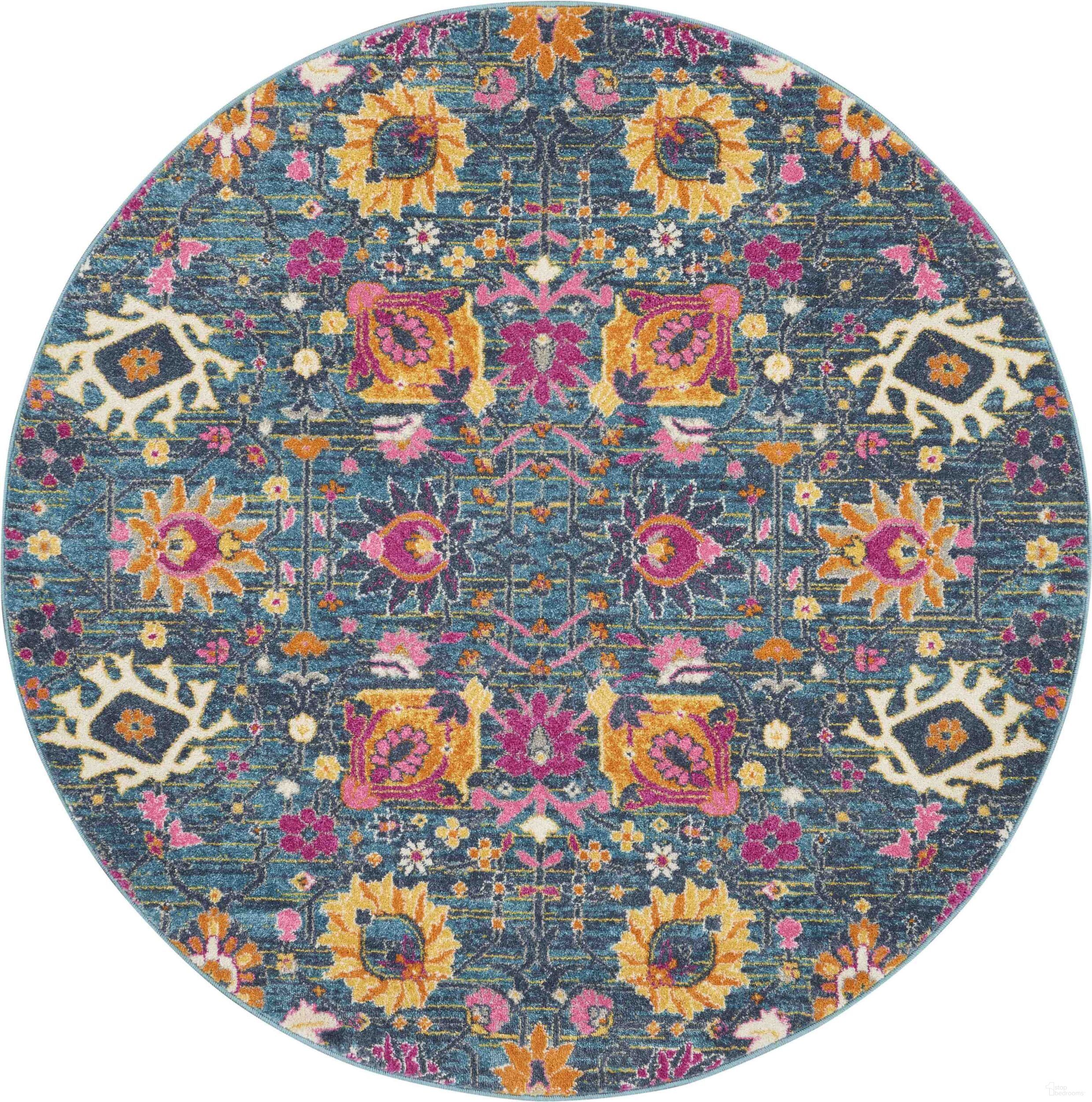 The appearance of Passion Denim 4' x 4' Round Area Rug designed by Nourison in the transitional interior design. This denim piece of furniture was selected by 1StopBedrooms from Passion Collection to add a touch of cosiness and style into your home. Sku: 99446002624. Material: Polypropylene.