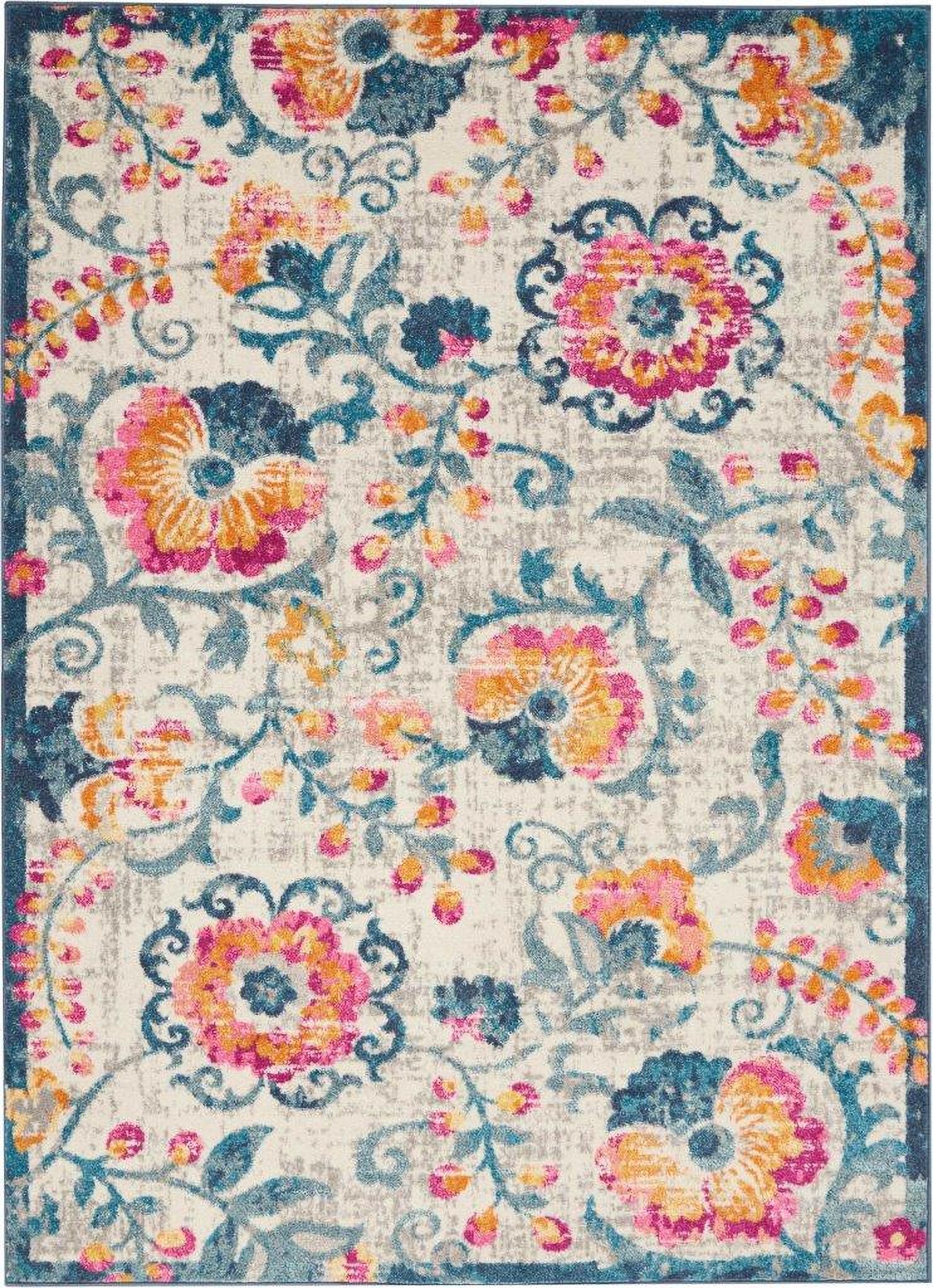 The appearance of Passion Ivory 5'3" x 7'3" Area Rug designed by Nourison in the transitional interior design. This ivory piece of furniture was selected by 1StopBedrooms from Passion Collection to add a touch of cosiness and style into your home. Sku: 99446403896. Material: Polypropylene.