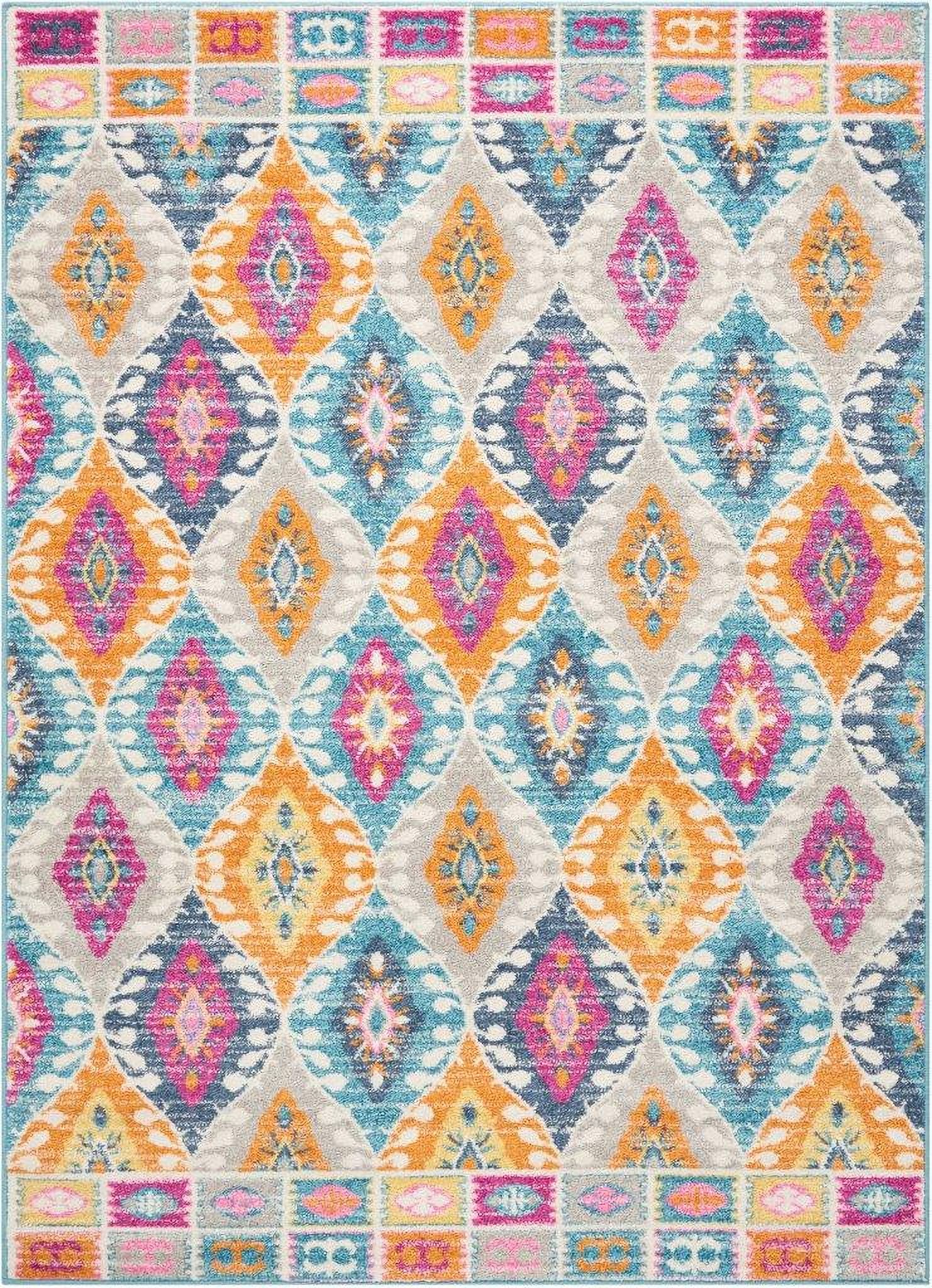 The appearance of Passion Multicolor 3'9" x 5'9" Bohemian Area Rug designed by Nourison in the bohemian interior design. This multicolor piece of furniture  was selected by 1StopBedrooms from Passion Collection to add a touch of cosiness and style into your home. Sku: 99446388018. Material: Polypropylene.