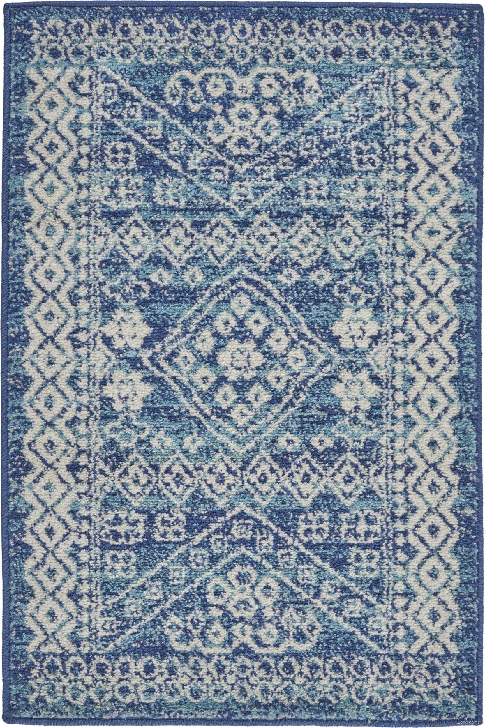 The appearance of Passion Navy Blue 1'10" x 2'10" Bohemian Area Rug designed by Nourison in the bohemian interior design. This navy blue piece of furniture was selected by 1StopBedrooms from Passion Collection to add a touch of cosiness and style into your home. Sku: 99446766021. Material: Polypropylene.