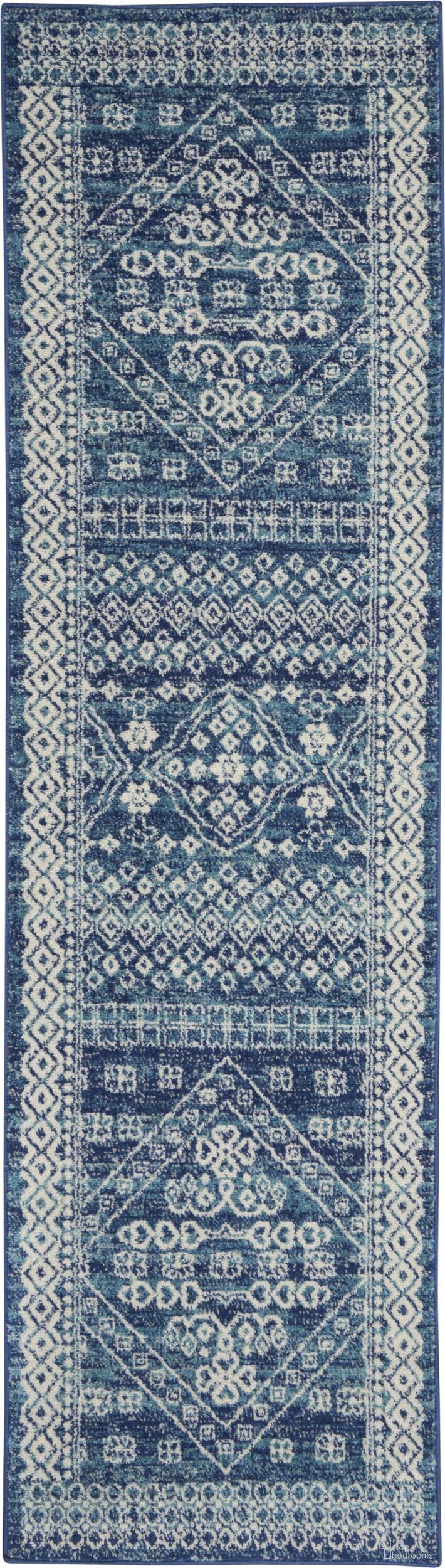 Passion Navy Blue 2'2" x 7'6" Runner Bohemian Area Rug