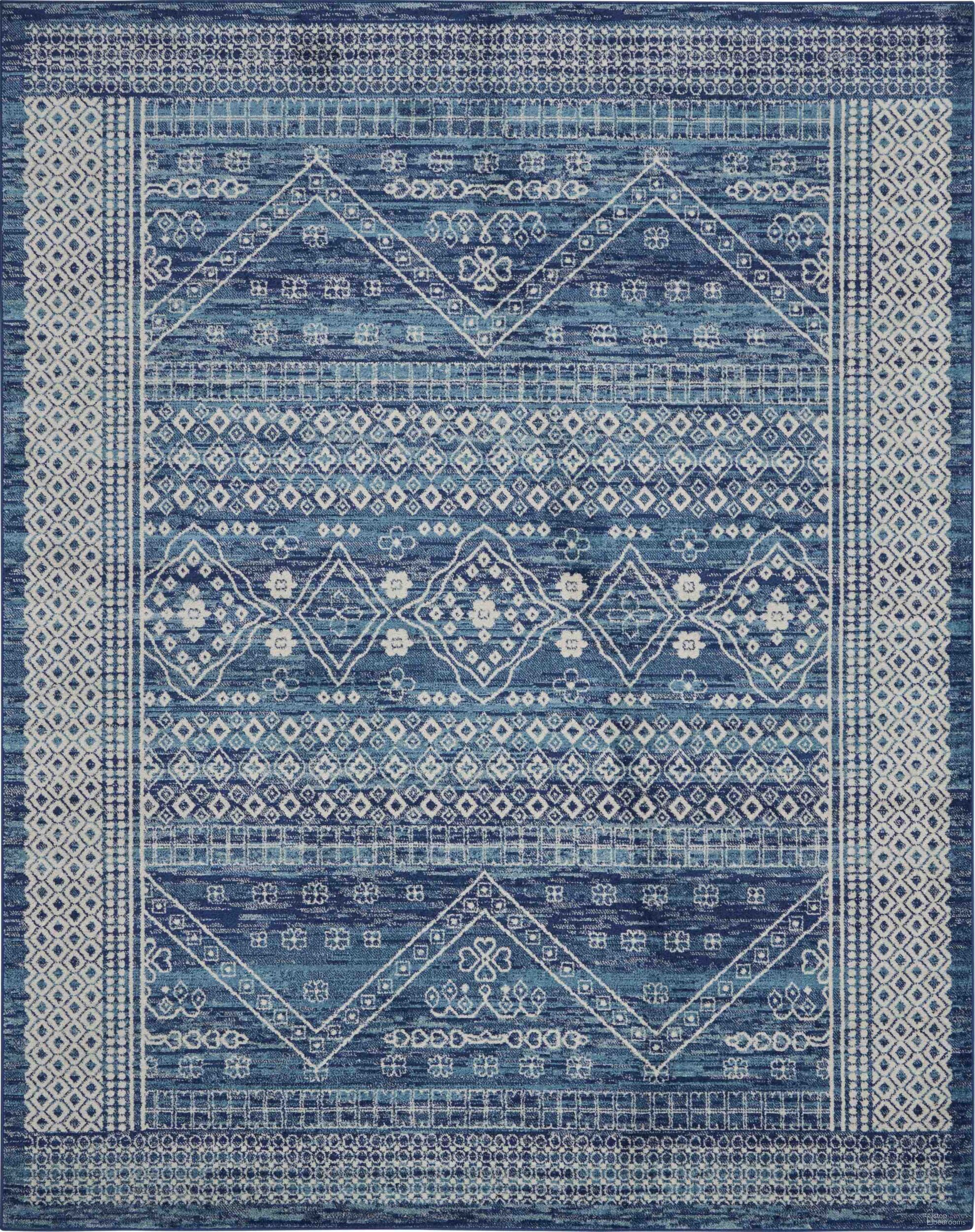 The appearance of Passion Navy Blue 8' x 10' Bohemian Area Rug designed by Nourison in the bohemian interior design. This navy blue piece of furniture  was selected by 1StopBedrooms from Passion Collection to add a touch of cosiness and style into your home. Sku: 99446766090. Material: Polypropylene.