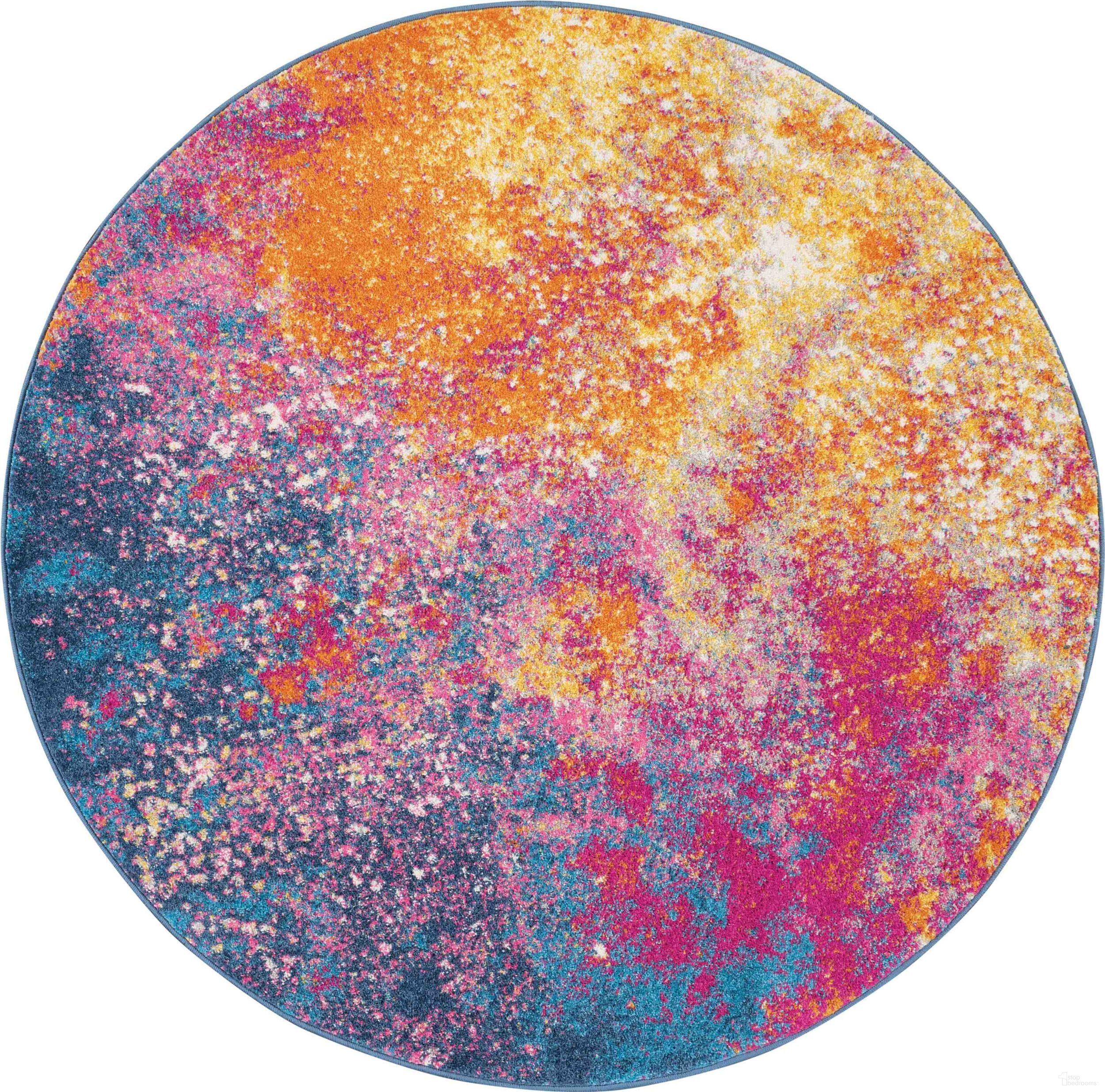 The appearance of Passion Sunburst 8' x 8' Round Area Rug designed by Nourison in the modern / contemporary interior design. This sunburst piece of furniture was selected by 1StopBedrooms from Passion Collection to add a touch of cosiness and style into your home. Sku: 99446469335. Material: Polypropylene.