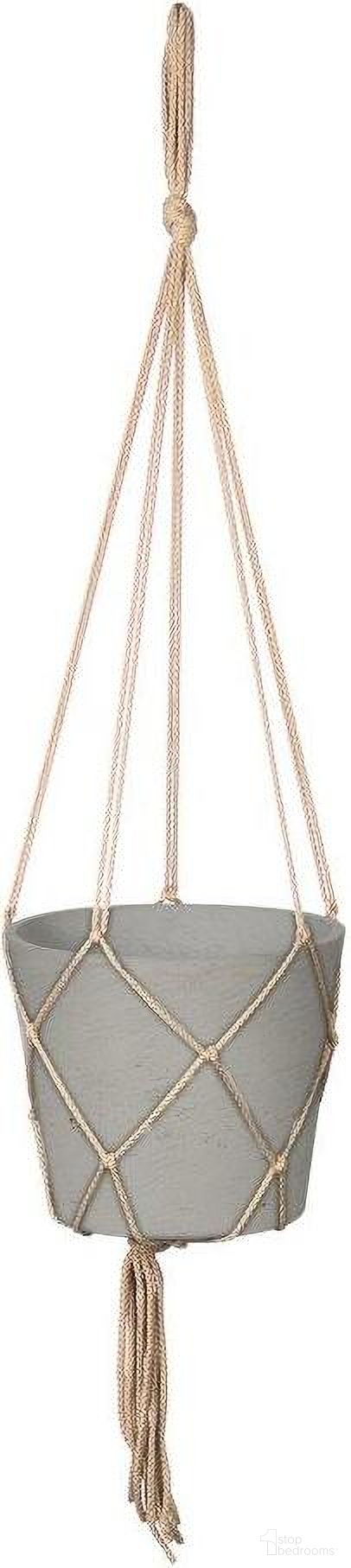 The appearance of Patio Craft Small Hanging Pot With Netting In Cement Grey designed by LH Imports in the modern / contemporary interior design. This grey piece of furniture  was selected by 1StopBedrooms from Patio Collection to add a touch of cosiness and style into your home. Sku: PAT024-XS. Material: Cement.
