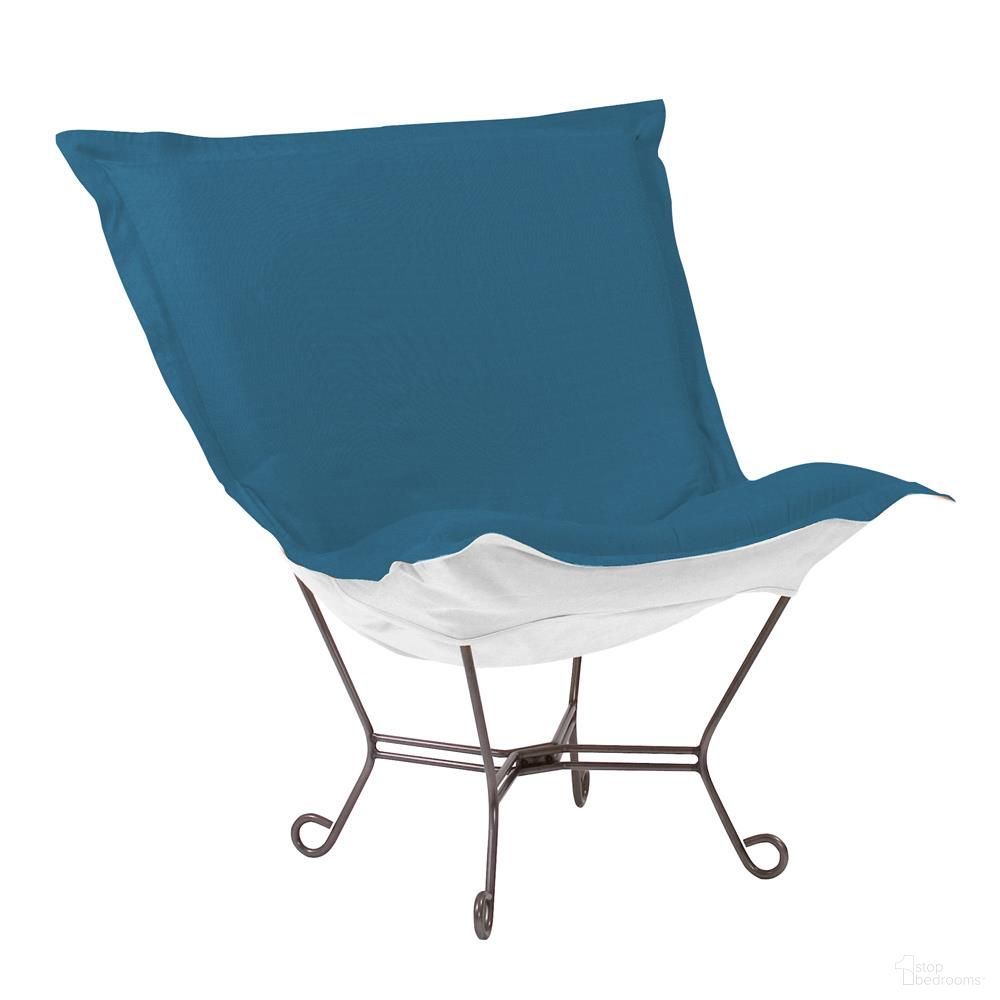 The appearance of Patio Scroll Puff Chair Seascape Titanium Frame In Turquoise designed by Howard Elliott in the indoor/outdoor interior design. This turquoise piece of furniture was selected by 1StopBedrooms from Seascape Collection to add a touch of cosiness and style into your home. Sku: Q500-298. Material: Acrylic.