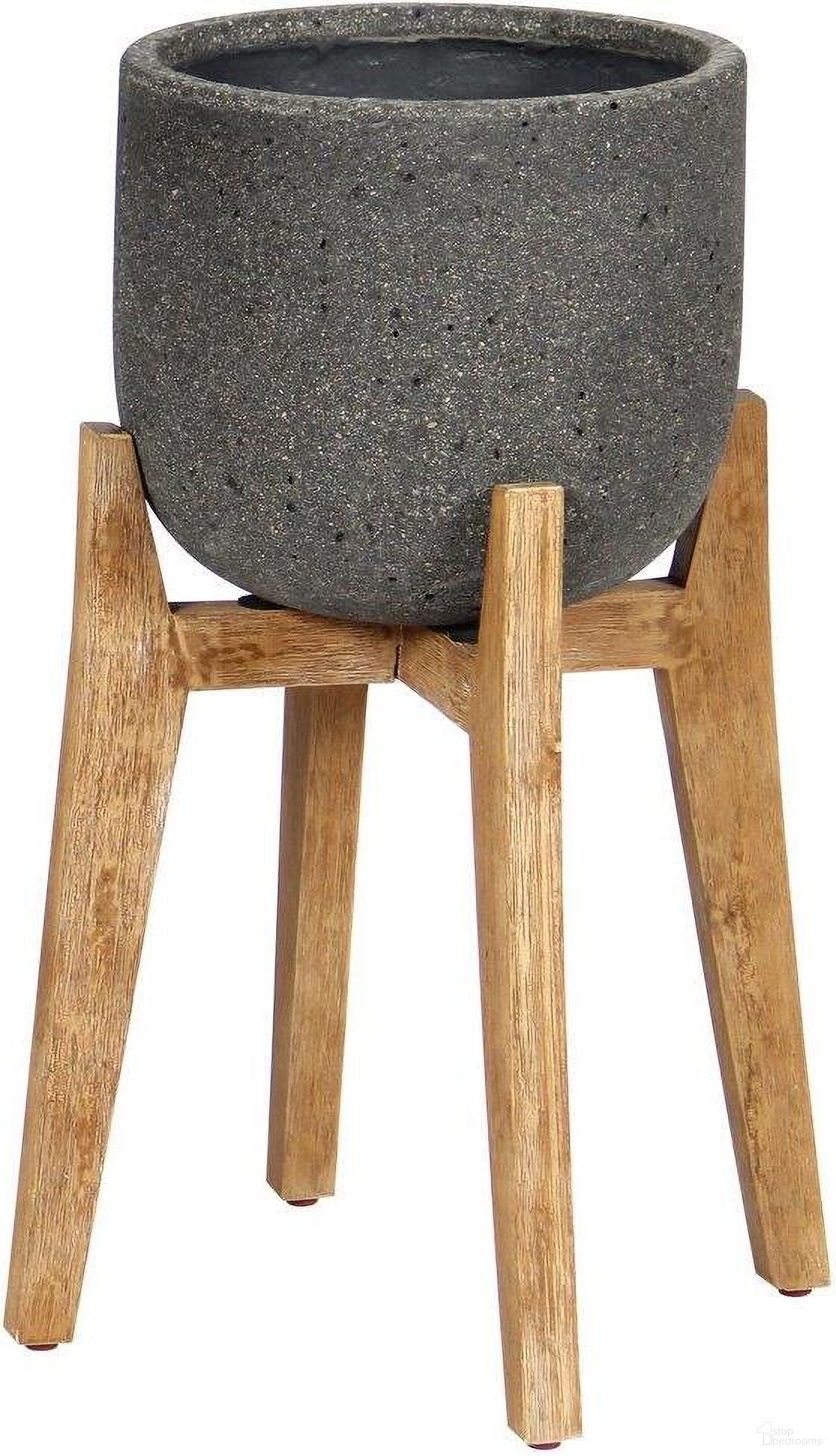 The appearance of Patio Small Round Standing Pot designed by LH Imports in the modern / contemporary interior design. This grey piece of furniture  was selected by 1StopBedrooms from Patio Collection to add a touch of cosiness and style into your home. Sku: PAT011-S. Material: Wood.