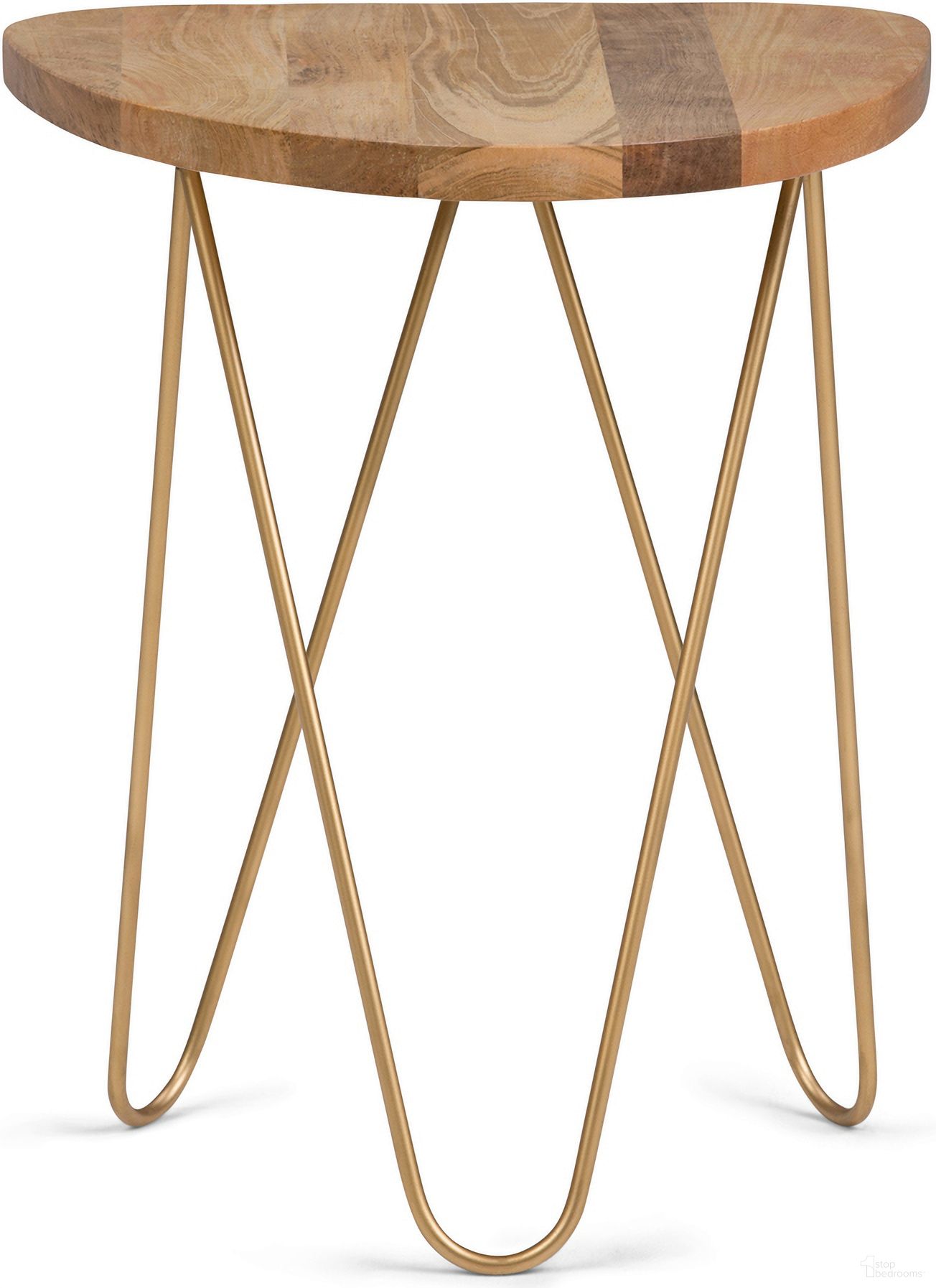 Patrice Metal and Wood Accent Table In Natural and Gold