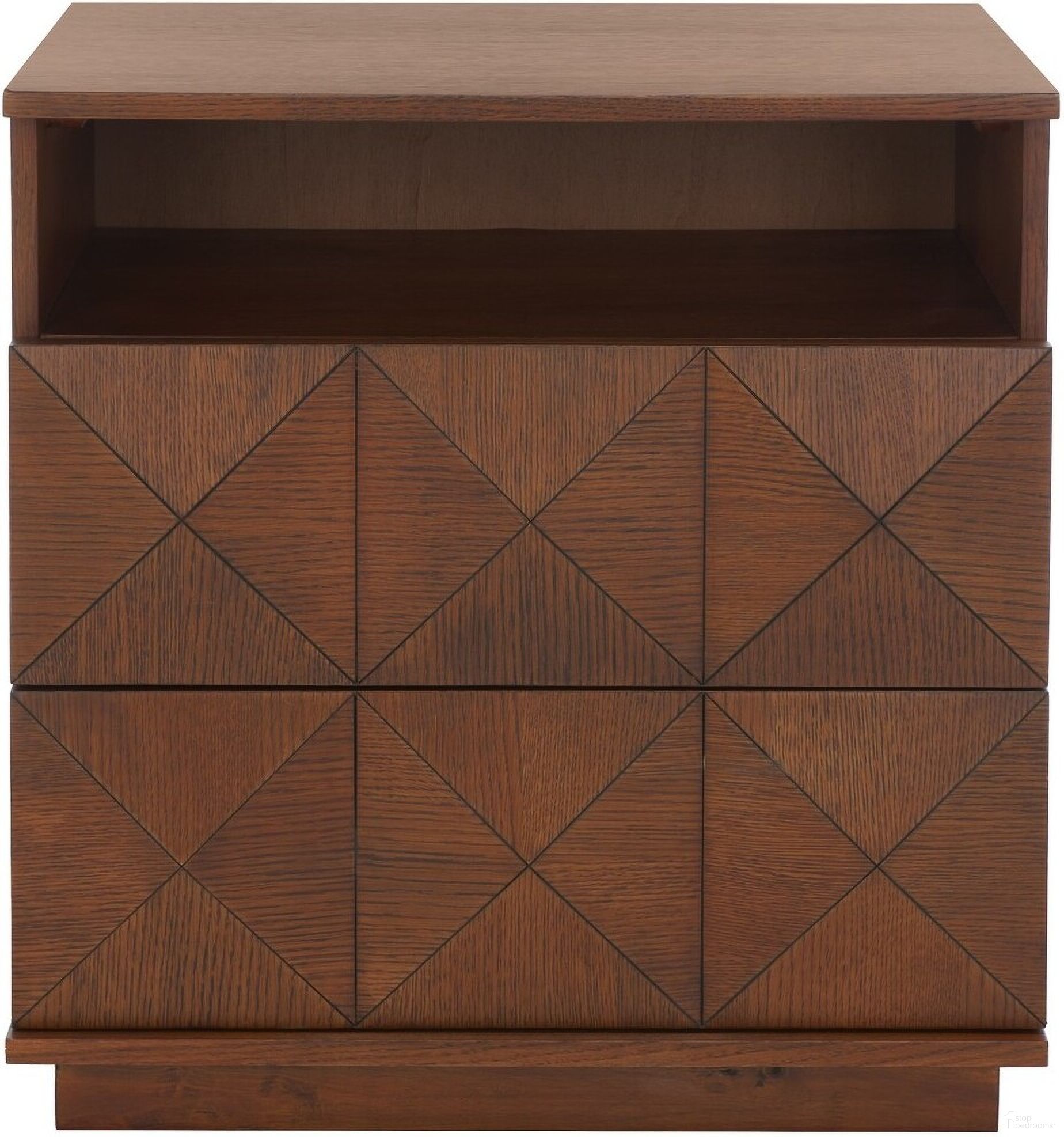 The appearance of Patty 2 Drawer Nightstand In Walnut designed by Safavieh Couture in the modern / contemporary interior design. This walnut piece of furniture was selected by 1StopBedrooms from Patty Collection to add a touch of cosiness and style into your home. Sku: SFV7207B. Material: Wood.