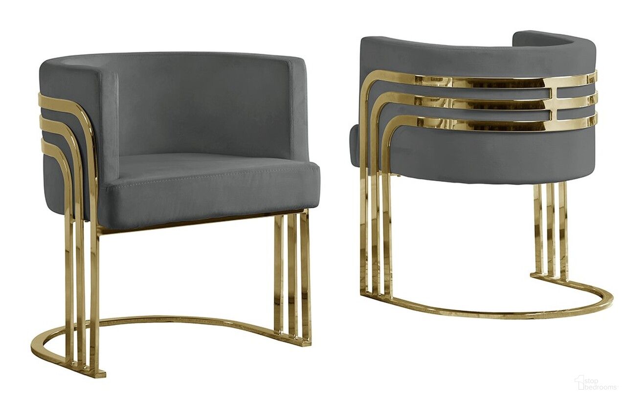 The appearance of Paty Accent Barrel Leisure Chair In Dark Gray Velvet and Gold Chrome Legs designed by Best Quality Furniture in the modern / contemporary interior design. This dark gray/gold piece of furniture was selected by 1StopBedrooms from Paty Collection to add a touch of cosiness and style into your home. Sku: AC220. Material: Velvet.