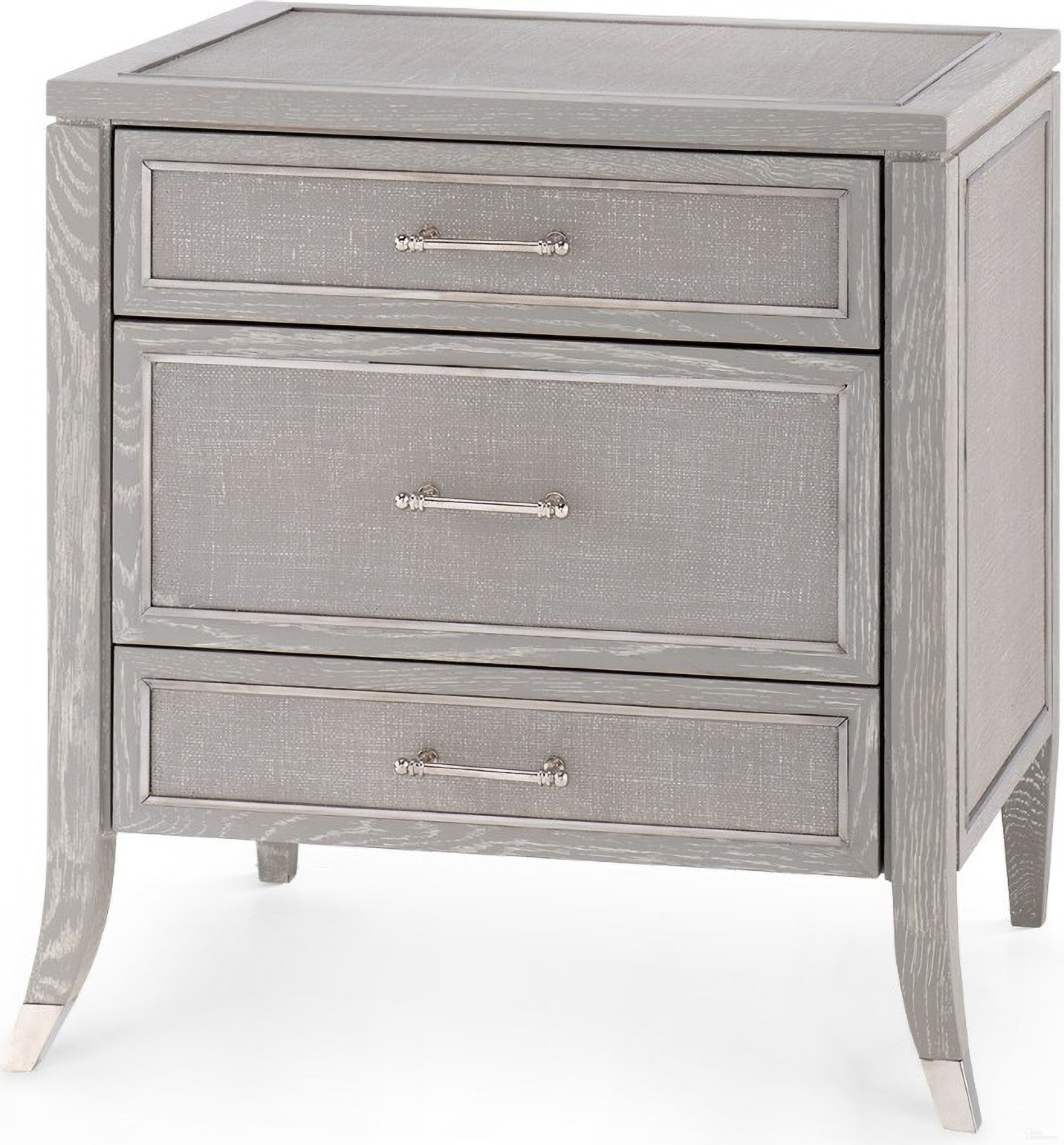 The appearance of Paulina 3-Drawer Side Table In Soft Gray designed by Villa & House in the transitional interior design. This soft grey piece of furniture was selected by 1StopBedrooms from Paulina Collection to add a touch of cosiness and style into your home. Sku: PAU-130-97. Material: Wood.