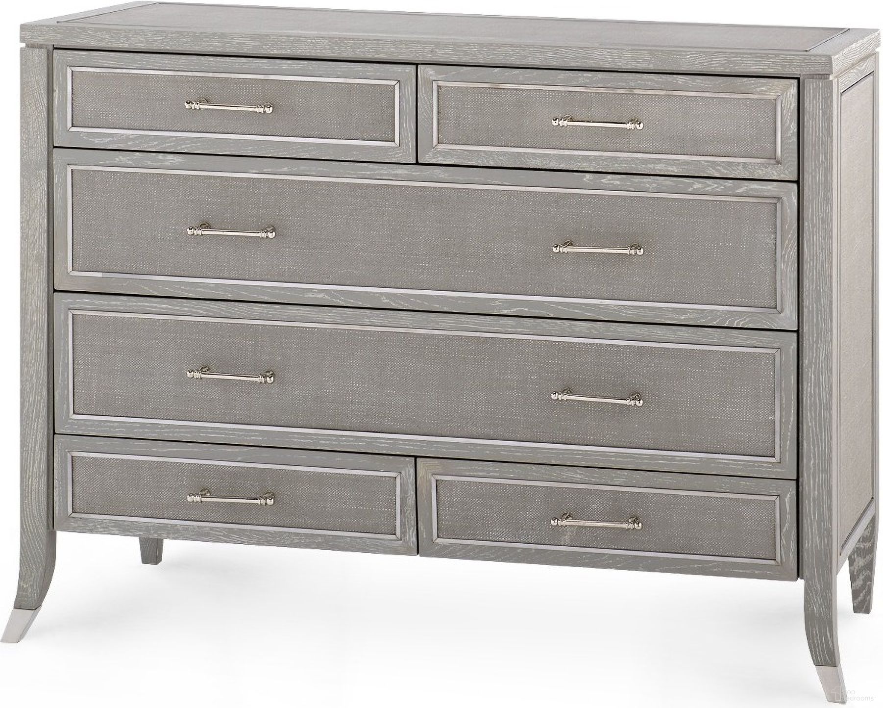 The appearance of Paulina Large 6-Drawer In Soft Gray designed by Villa & House in the transitional interior design. This soft grey piece of furniture was selected by 1StopBedrooms from Paulina Collection to add a touch of cosiness and style into your home. Sku: PAU-225-97. Material: Wood.