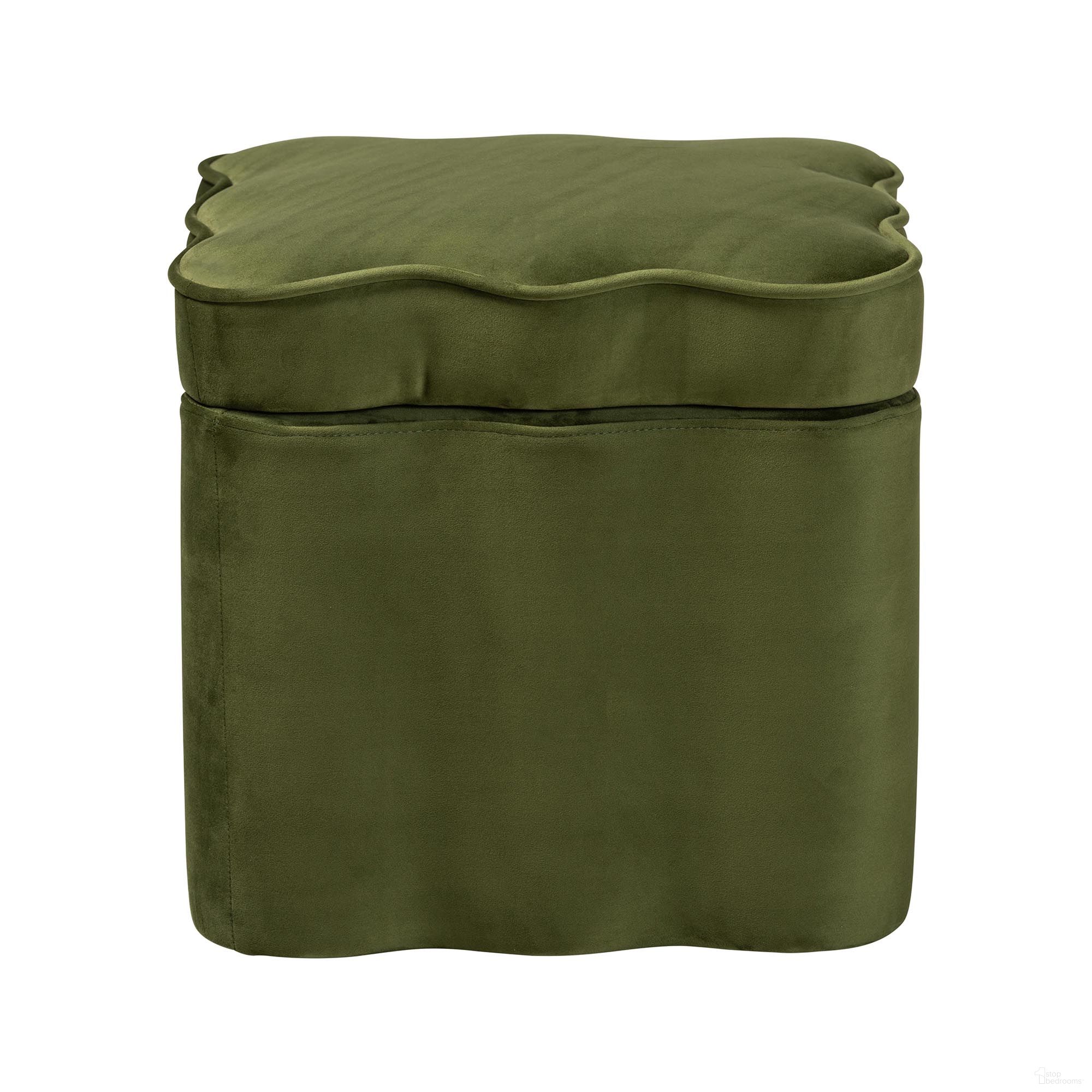 The appearance of Paulina Velvet Lid Top Accent Stool with Interior Storage and Scalloped Outline In Black and Moss Green designed by Baxton Studio in the modern / contemporary interior design. This black/moss green piece of furniture was selected by 1StopBedrooms from Paulina Collection to add a touch of cosiness and style into your home. Sku: BBT5610-Moss Green Velvet-Storage-Ottoman. Material: Polyester.
