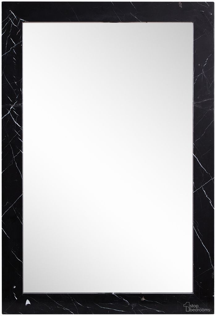 Pavia Genuine Marble Frame Mirror In Black