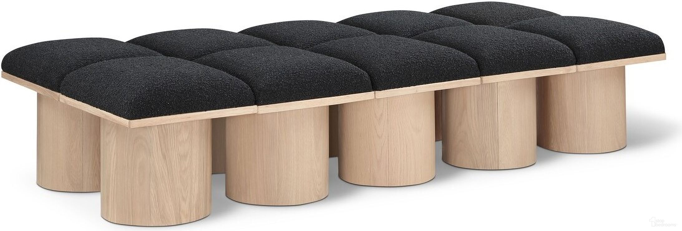 Pavilion 77 Inch 10 Piece Boucle Fabric Bench In Black and Natural