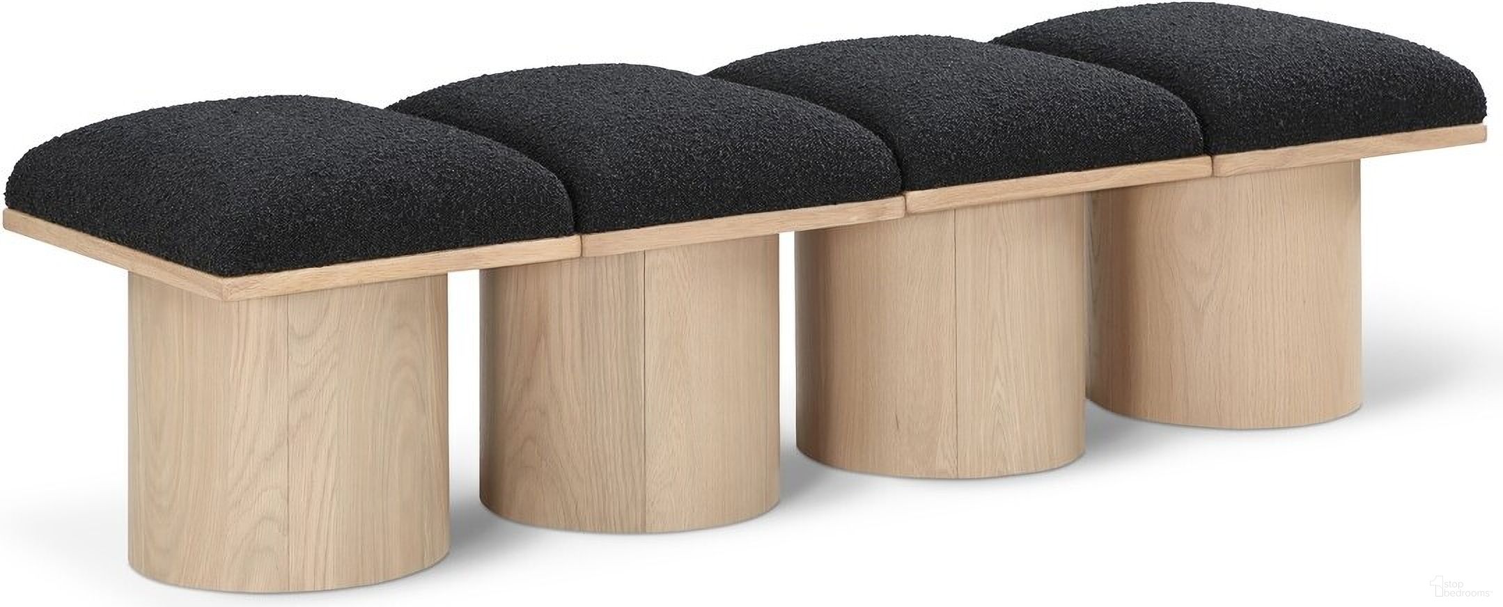 The appearance of Pavilion 62 Inch 4 Piece Boucle Fabric Bench In Black and Natural designed by Meridian in the modern / contemporary interior design. This black piece of furniture was selected by 1StopBedrooms from Pavilion Collection to add a touch of cosiness and style into your home. Sku: 465Black-C;465Black-C;465Black-C;465Black-C. Material: Plywood.
