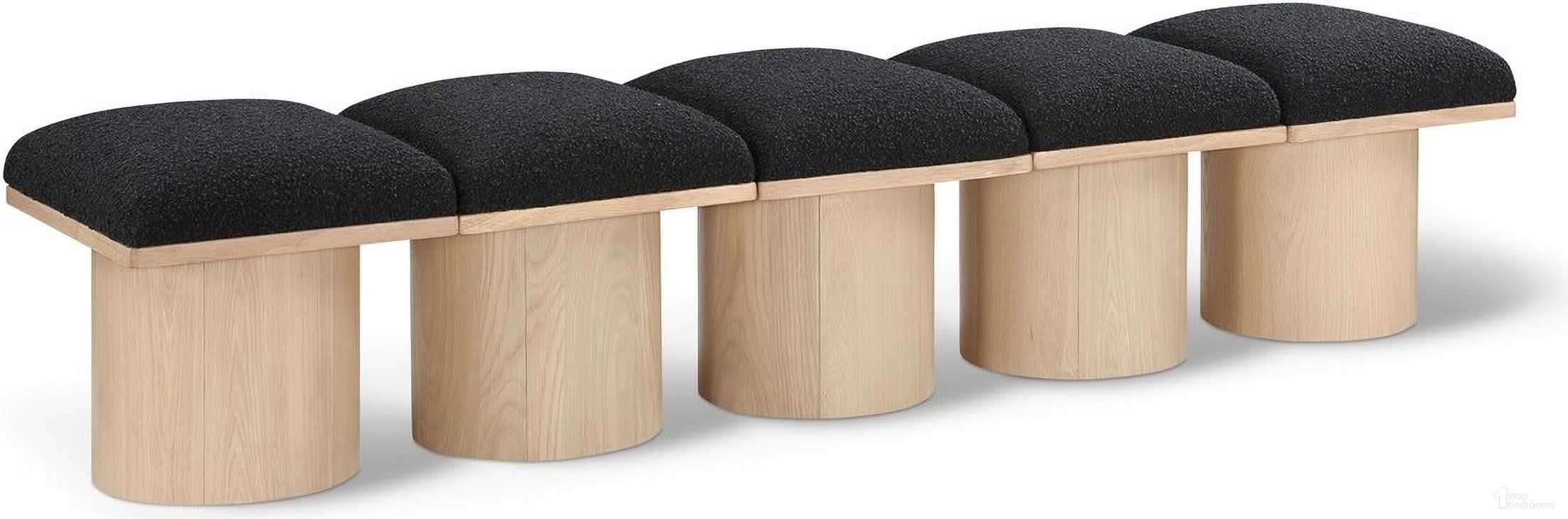The appearance of Pavilion 77 Inch 5 Piece Boucle Fabric Bench In Black and Natural designed by Meridian in the modern / contemporary interior design. This black piece of furniture was selected by 1StopBedrooms from Pavilion Collection to add a touch of cosiness and style into your home. Sku: 465Black-C;465Black-C;465Black-C;465Black-C;465Black-C. Material: Plywood.