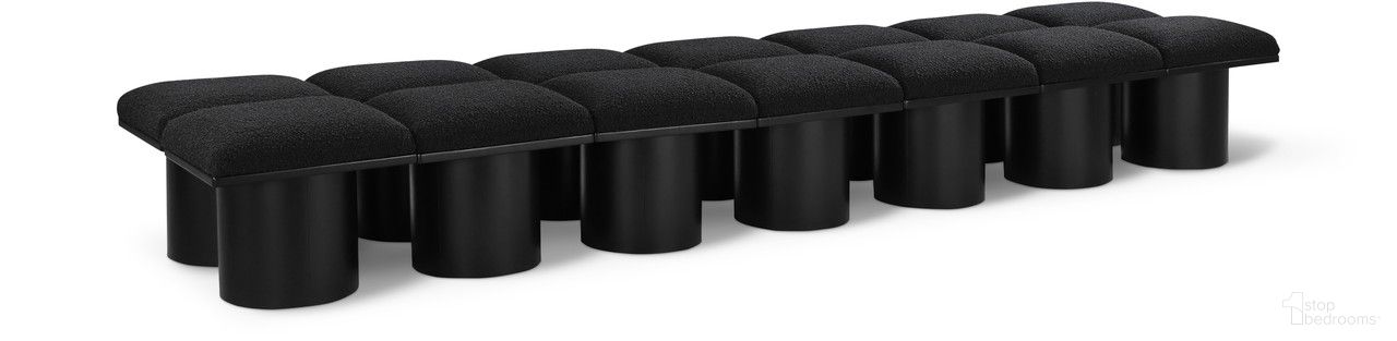 The appearance of Pavilion 126 Inch 14 Piece Boucle Fabric Bench In Black designed by Meridian in the modern / contemporary interior design. This black piece of furniture  was selected by 1StopBedrooms from Pavilion Collection to add a touch of cosiness and style into your home. Sku: 466Black-C;466Black-C;466Black-C;466Black-C;466Black-C;466Black-C;466Black-C;466Black-C;466Black-C;466Black-C;466Black-C;466Black-C;466Black-C;466Black-C. Material: Plywood.