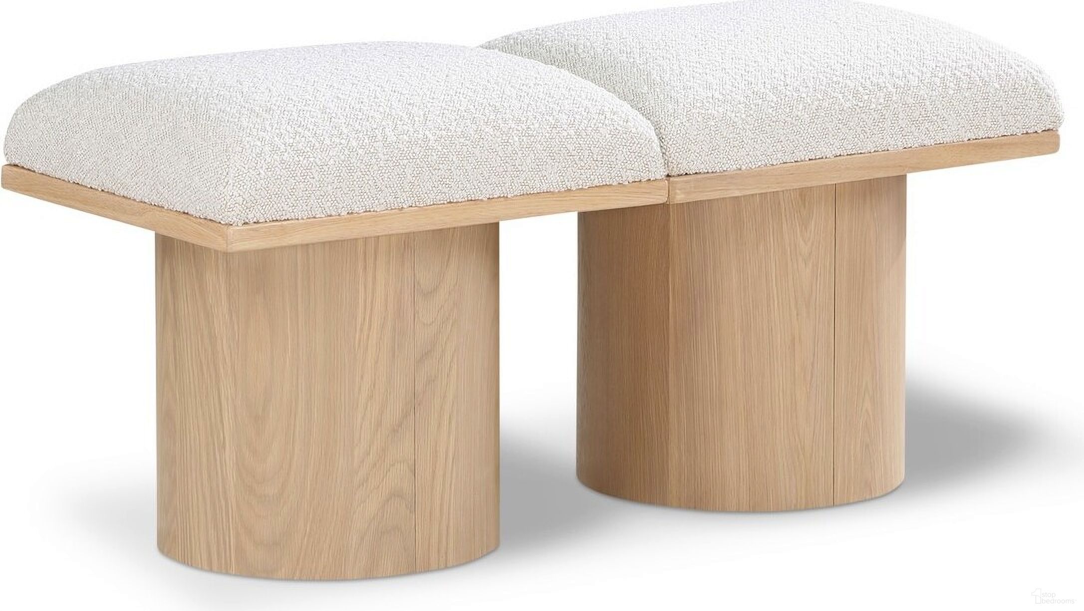 The appearance of Pavilion 36 Inch 2 Piece Boucle Fabric Bench In Cream and Natural designed by Meridian in the modern / contemporary interior design. This natural/cream piece of furniture was selected by 1StopBedrooms from Pavilion Collection to add a touch of cosiness and style into your home. Sku: 465Cream-C;465Cream-C. Material: Plywood.