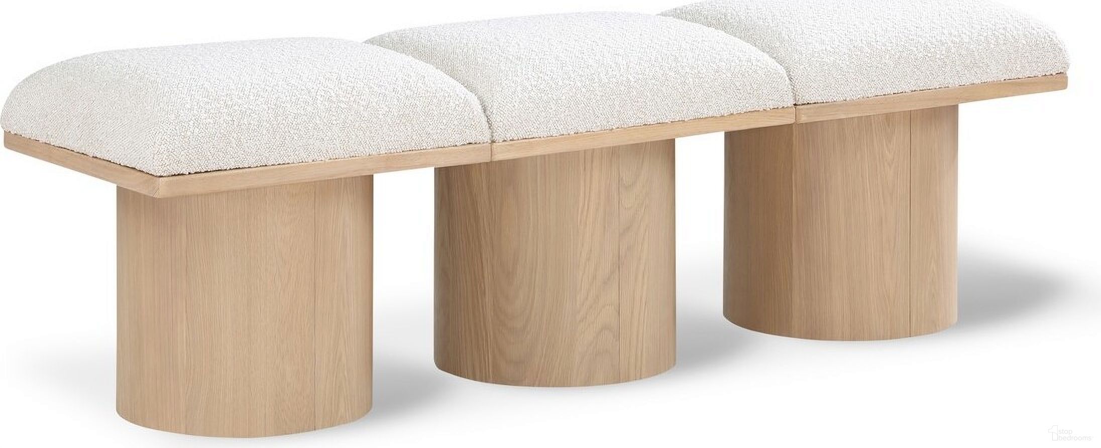 The appearance of Pavilion 54 Inch 3 Piece Boucle Fabric Bench In Cream and Natural designed by Meridian in the modern / contemporary interior design. This natural/cream piece of furniture was selected by 1StopBedrooms from Pavilion Collection to add a touch of cosiness and style into your home. Sku: 465Cream-C;465Cream-C;465Cream-C. Material: Plywood.