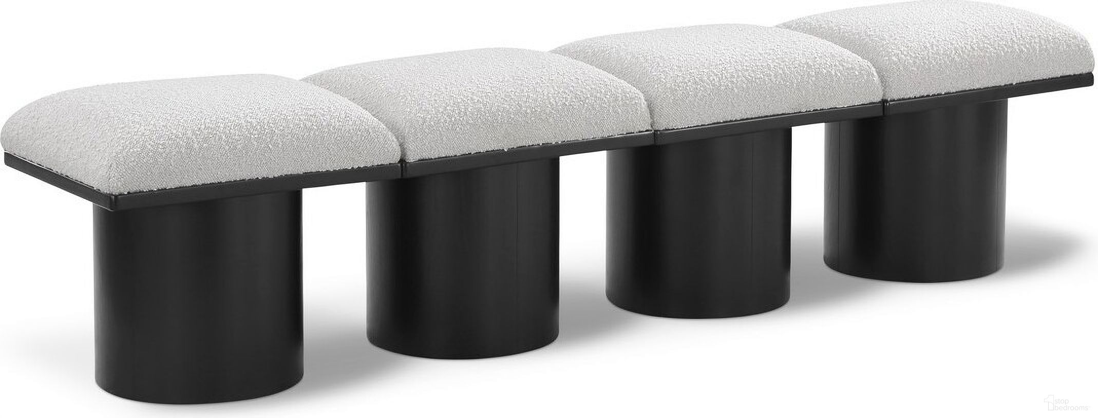 The appearance of Pavilion 72 Inch 4 Piece Boucle Fabric Bench In Cream and Black designed by Meridian in the modern / contemporary interior design. This cream piece of furniture was selected by 1StopBedrooms from Pavilion Collection to add a touch of cosiness and style into your home. Sku: 466Cream-C;466Cream-C;466Cream-C;466Cream-C. Material: Plywood.