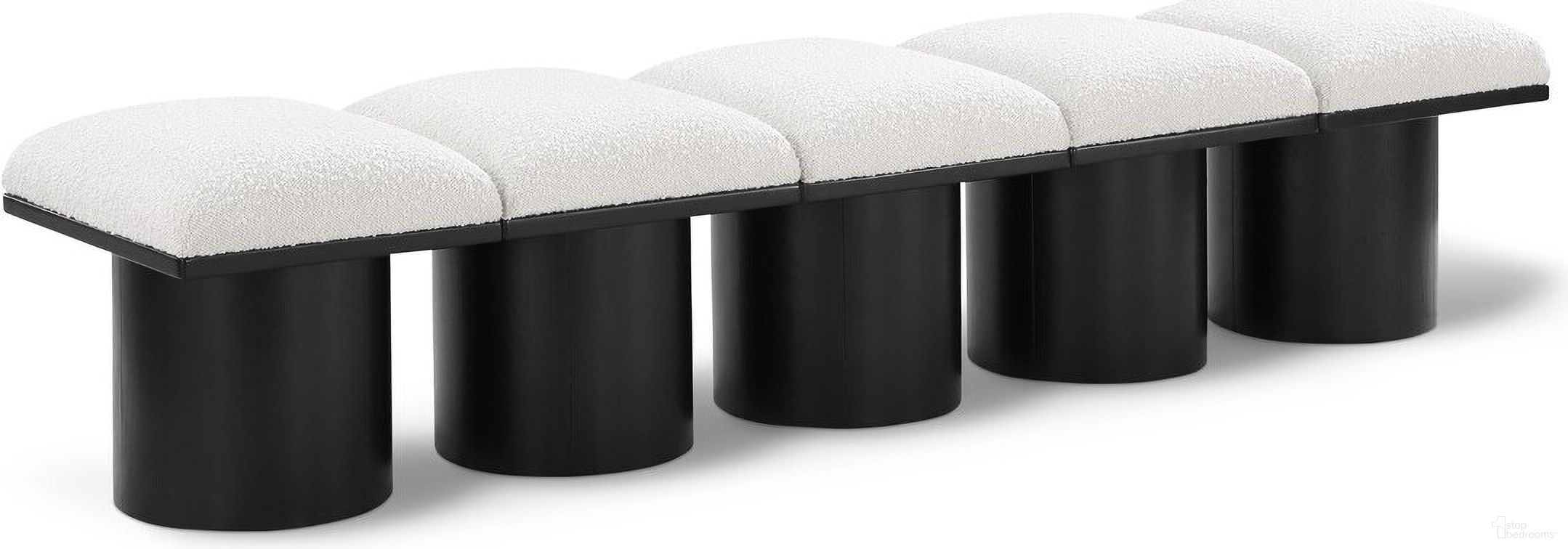 The appearance of Pavilion 77 Inch 5 Piece Boucle Fabric Bench In Cream and Black designed by Meridian in the modern / contemporary interior design. This cream piece of furniture was selected by 1StopBedrooms from Pavilion Collection to add a touch of cosiness and style into your home. Sku: 466Cream-C;466Cream-C;466Cream-C;466Cream-C;466Cream-C. Material: Plywood.