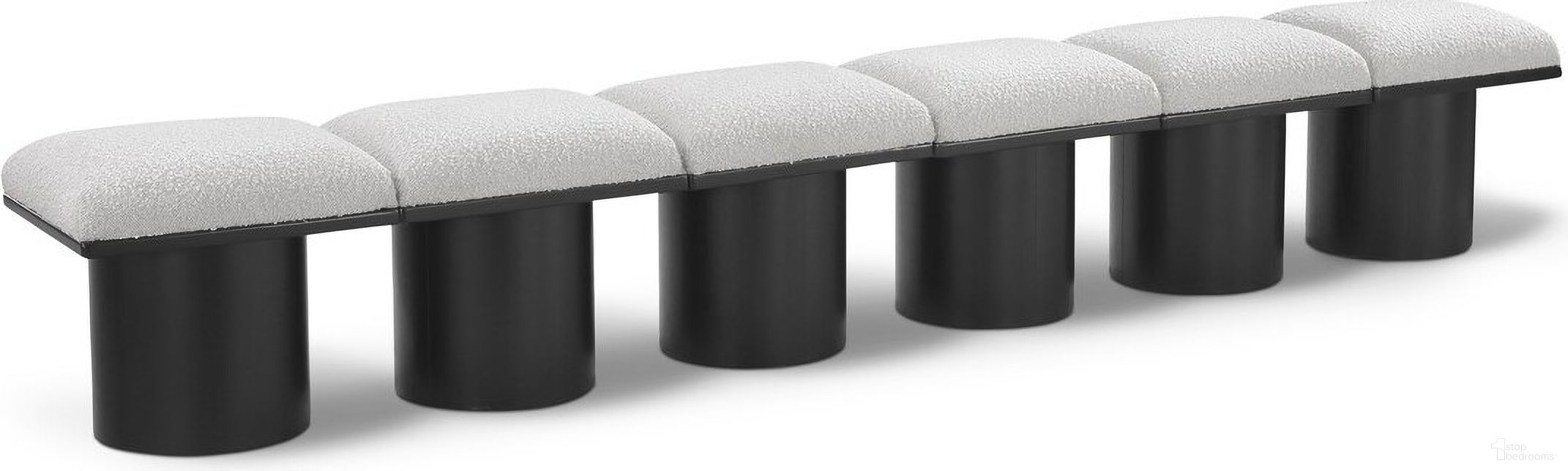 The appearance of Pavilion 108 Inch 6 Piece Boucle Fabric Bench In Cream and Black designed by Meridian in the modern / contemporary interior design. This cream piece of furniture was selected by 1StopBedrooms from Pavilion Collection to add a touch of cosiness and style into your home. Sku: 466Cream-C;466Cream-C;466Cream-C;466Cream-C;466Cream-C;466Cream-C. Material: Plywood.
