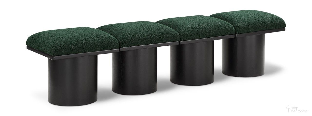 Pavilion 72 Inch 4 Piece Boucle Fabric Bench In Green and Black