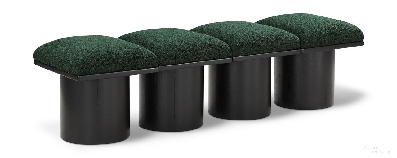 Pavilion 62 Inch 4 Piece Boucle Fabric Bench In Green and Black