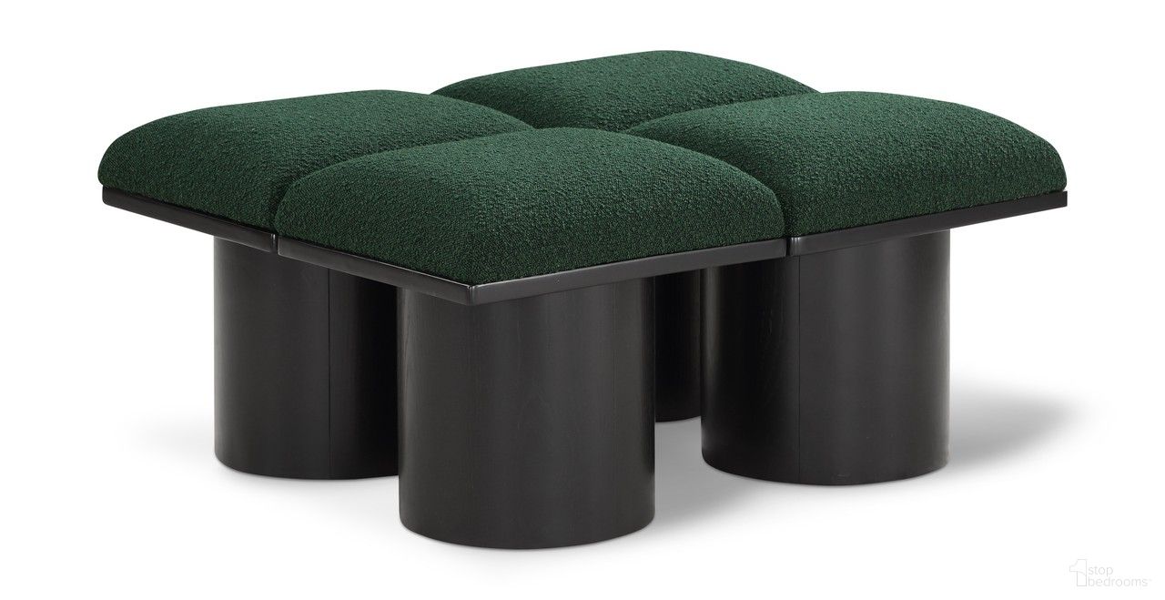 Pavilion 36 Inch 4 Piece Boucle Fabric Bench In Green and Black
