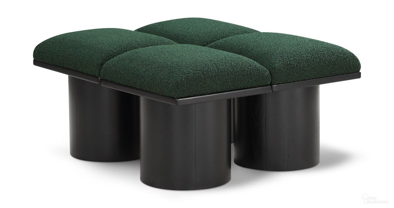 Pavilion 31 Inch 4 Piece Boucle Fabric Bench In Green and Black