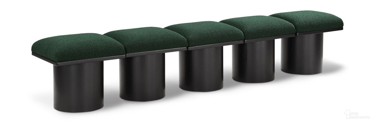 Pavilion 90 Inch 5 Piece Boucle Fabric Bench In Green and Black