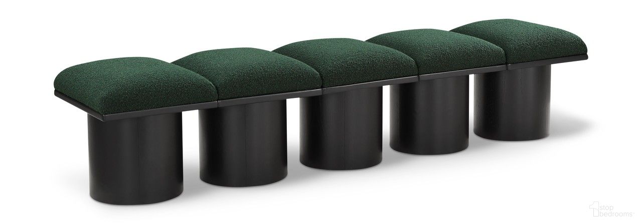 Pavilion 77 Inch 5 Piece Boucle Fabric Bench In Green and Black