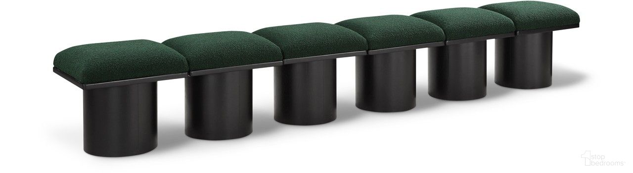Pavilion 108 Inch 6 Piece Boucle Fabric Bench In Green and Black