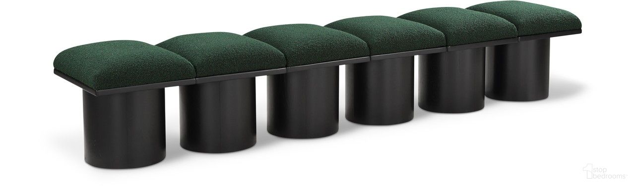 Pavilion 93 Inch 6 Piece Boucle Fabric Bench In Green and Black