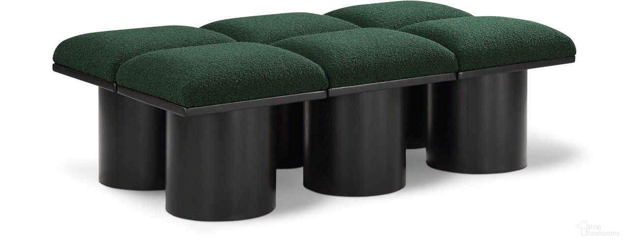 Pavilion 54 Inch 6 Piece Boucle Fabric Bench In Green and Black