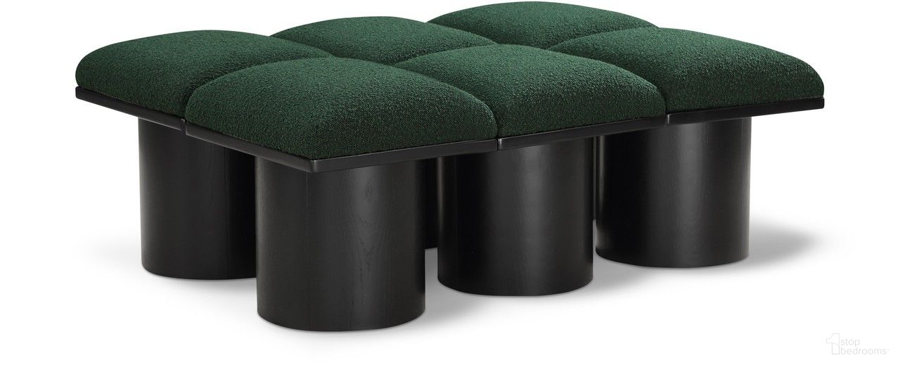 Pavilion 46 Inch 6 Piece Boucle Fabric Bench In Green and Black