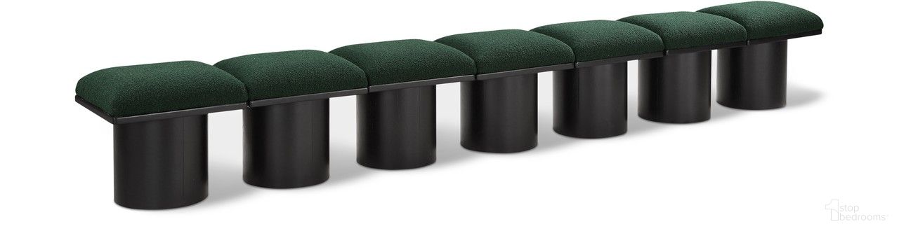 The appearance of Pavilion 126 Inch 7 Piece Boucle Fabric Bench In Green and Black designed by Meridian in the modern / contemporary interior design. This green piece of furniture was selected by 1StopBedrooms from Pavilion Collection to add a touch of cosiness and style into your home. Sku: 466Green-C;466Green-C;466Green-C;466Green-C;466Green-C;466Green-C;466Green-C. Material: Plywood.