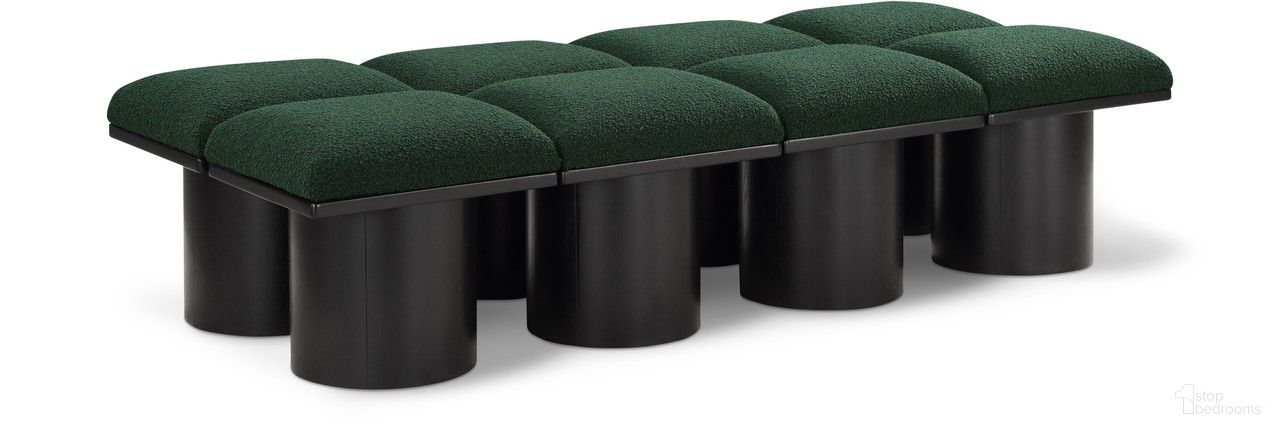 The appearance of Pavilion 72 Inch 8 Piece Boucle Fabric Bench In Green and Black designed by Meridian in the modern / contemporary interior design. This green piece of furniture was selected by 1StopBedrooms from Pavilion Collection to add a touch of cosiness and style into your home. Sku: 466Green-C;466Green-C;466Green-C;466Green-C;466Green-C;466Green-C;466Green-C;466Green-C. Material: Plywood.